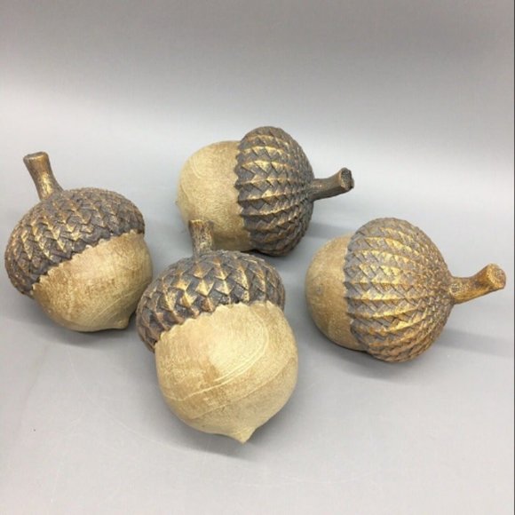 4pc Martha Stewart Acorn Set Autumn Fall Table Top Decor Thanksgiving 4" NEW - Picture 3 of 5